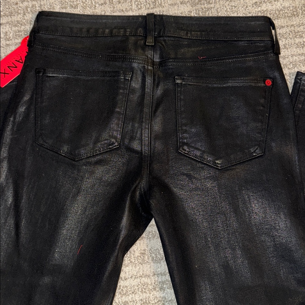NEW Spanx $178 Skinny Jeans Black Lacquer Wax Coated 29 Shaping Contouring pants - Picture 11 of 11